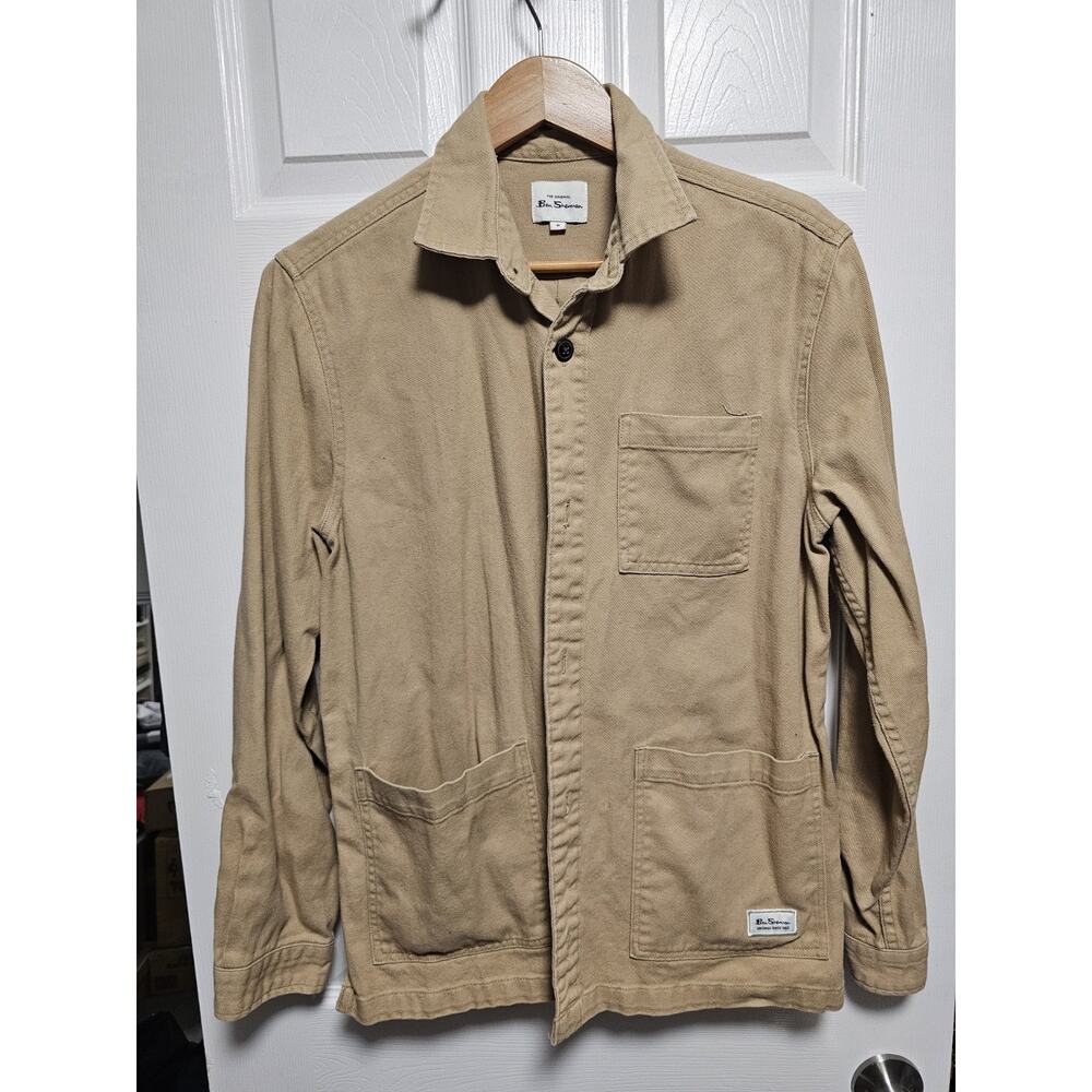 The Original Ben Sherman Khaki Mid Length Button Up Coat Jacket Mens Size M